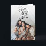 Minimalist Birthday Calligraphy  Photo Sister  Card<br><div class="desc">This modern minimalist birthday design for a sister features graceful calligraphy paired with clean, contemporary typography that beautifully expresses love and heartfelt birthday wishes. Flowing handwritten script is balanced with simple, uncluttered lettering, creating an elegant visual harmony. The circular photo frame integrates seamlessly with the typography, allowing a personal photograph...</div>