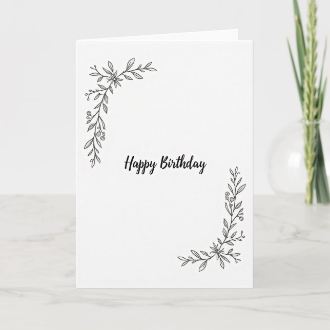 Minimalist Birthday Flower Card (Front)