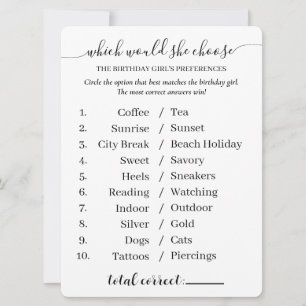 Minimalist Birthday Girl Interview Game Activity