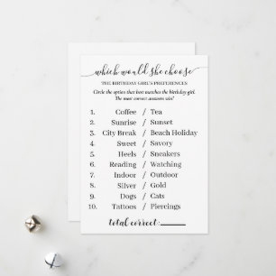 Minimalist Birthday Girl Interview Game Activity Holiday Card