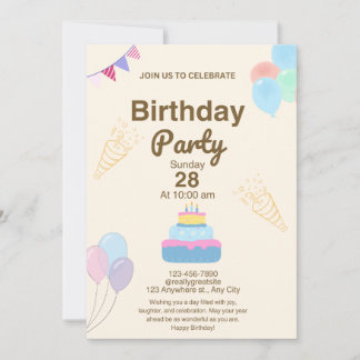 Minimalist Birthday Party Invitation Template 