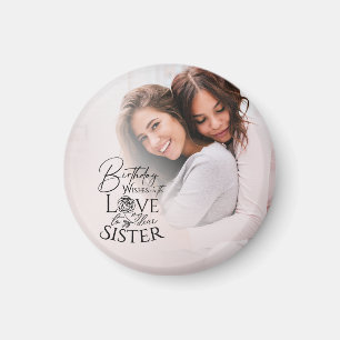 Minimalist Birthday Photo Calligraphy Sister  Magnet