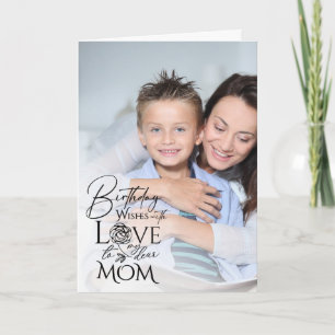 Minimalist Birthday Photo Frame Calligraphy Mom Card