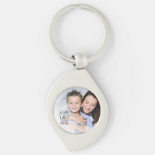 Minimalist Birthday Photo Frame Calligraphy Mom Keychain