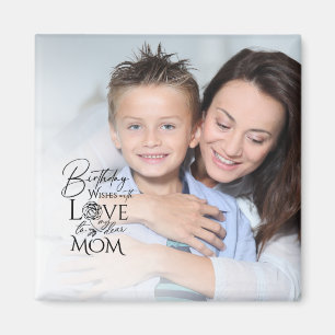 Minimalist Birthday Photo Frame Calligraphy Mom Magnet