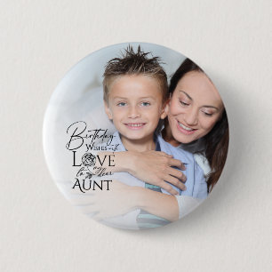 Minimalist Birthday Typography Photo frame Aunt 2 Inch Round Button