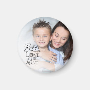 Minimalist Birthday Typography Photo frame Aunt Magnet
