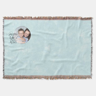 Minimalist Birthday Typography Photo frame Aunt Throw Blanket