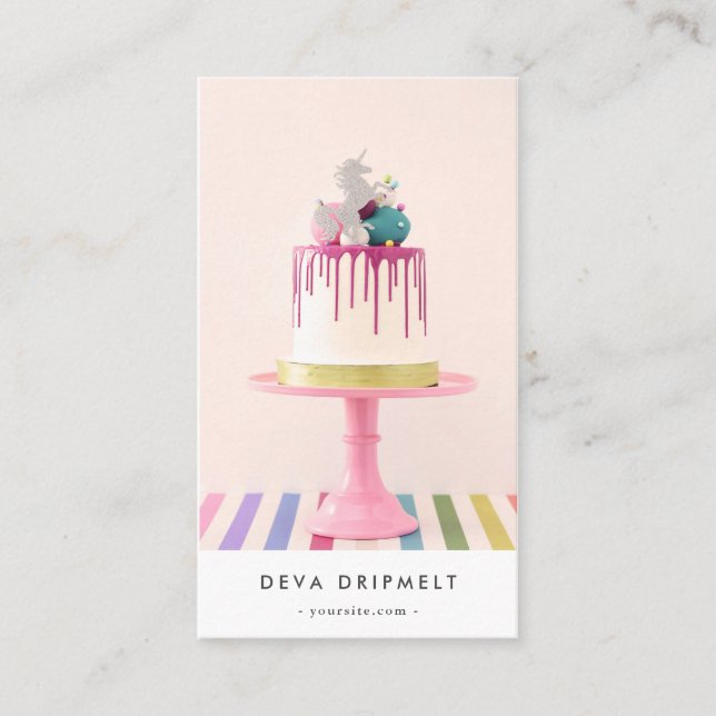 Minimalist Birthday Wedding Anniversary Cake Qr Business Card (Front)