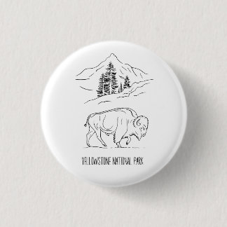 Minimalist Bison in Mountain Landscape Shirt 1 Inch Round Button