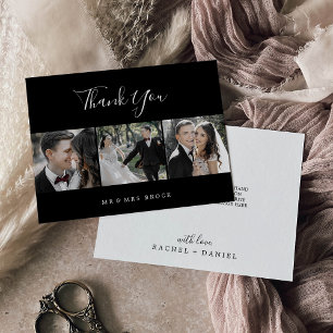 Minimalist   Black 3 Photo Template Thank You Card