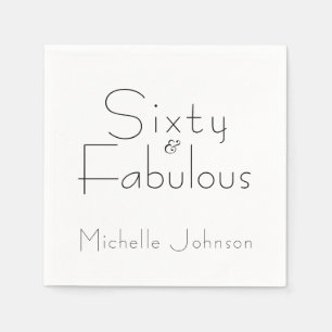 Minimalist Black 60 & Fabulous 60th Birthday Party Napkin