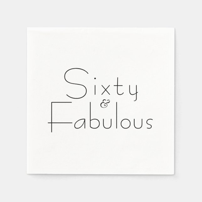 Minimalist Black 60 & Fabulous 60th Birthday Party Napkin (Front)