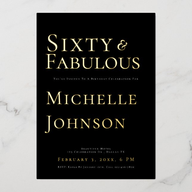 Minimalist Black 60 & Fabulous Birthday Party (Front)