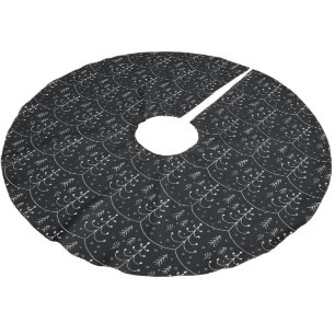 Minimalist Black Abstract Christmas Tree  Brushed Polyester Tree Skirt
