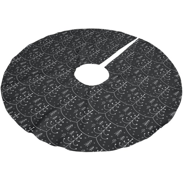 Minimalist Black Abstract Christmas Tree  Brushed Polyester Tree Skirt (Angled)