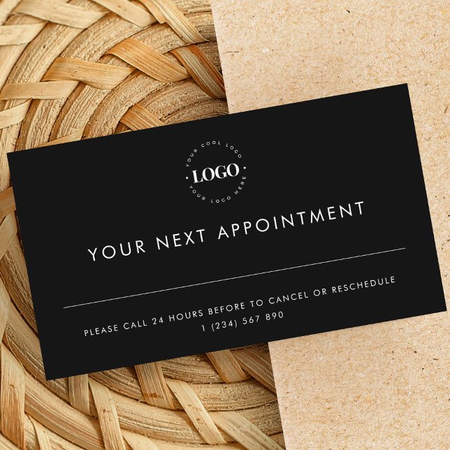 Minimalist Black Add Custom Logo Appointment Card (Creator Uploaded)