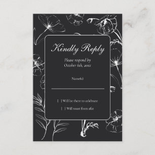 Minimalist Black - Alabaster Floral 30th Birthday RSVP Card