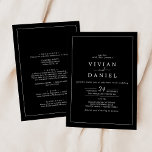 Minimalist | Black All In One Wedding Invitation<br><div class="desc">This minimalist black all in one wedding invitation is perfect for a simple wedding. The modern romantic design features dark black and white typography paired with a rustic yet elegant calligraphy with vintage hand lettered style. Customizable in any colour. Keep the design simple and elegant, as is, or personalize it...</div>