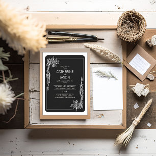 Minimalist Black All In One Wedding Invitation