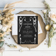 Minimalist | Black All In One Wedding Invitation