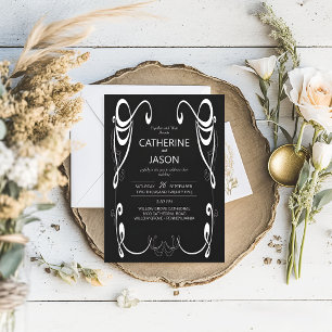 Minimalist Black All In One Wedding Invitation