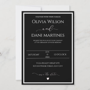 Minimalist   Black All In One Wedding Invitation