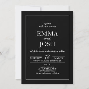 Minimalist   Black All In One Wedding Invitation