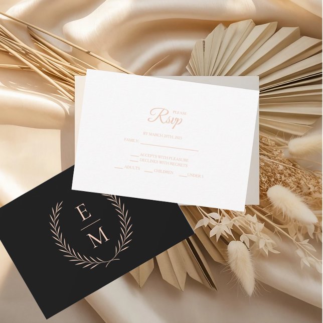 Minimalist Black And Blush Wedding RSVP Cards (Creator Uploaded)