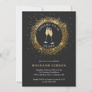 Minimalist Black and Gold 50th Birthday Invitation