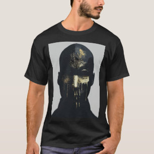 Minimalist Black and Gold Abstract Portrait T-Shirt