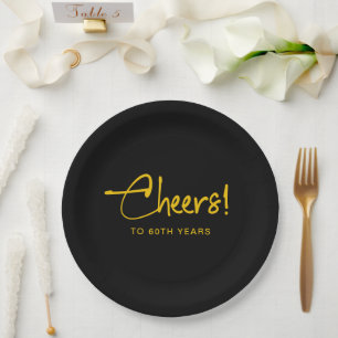Minimalist Black and Gold Adult Birthday Party  Paper Plate