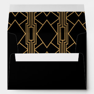 Minimalist Black and Gold Art Deco Wedding  Envelope