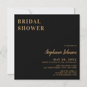 Minimalist Black and Gold Bridal Shower   Invitati Invitation