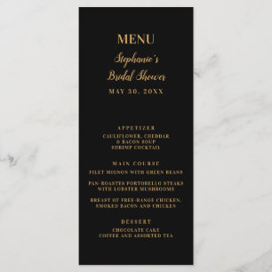 Minimalist Black and Gold Bridal Shower   Menu