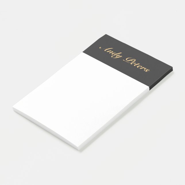 Minimalist black and gold calligraphy post-it notes (Angled)