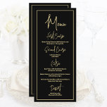 Minimalist Black and Gold Formal Modern Script Menu<br><div class="desc">This Menu card featuring Black and Gold is simply elegant. Personalize all the fields to fit your menu offerings for any formal occasion</div>