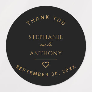 Minimalist Black And Gold Heart Modern Wedding