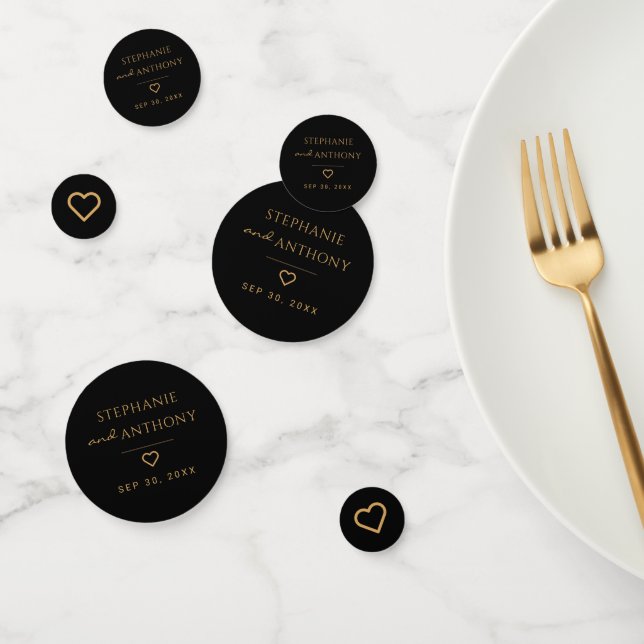 Minimalist Black And Gold Heart Modern Wedding   Confetti (Group)