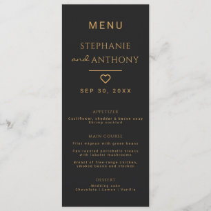 Minimalist Black And Gold Heart Modern Wedding   Menu