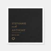 Minimalist Black and Gold Heart Modern Wedding