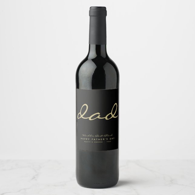Minimalist Black and Gold Personalized Wine Label (Front)