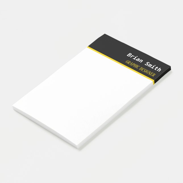 Minimalist black and gold text post-it notes (Angled)