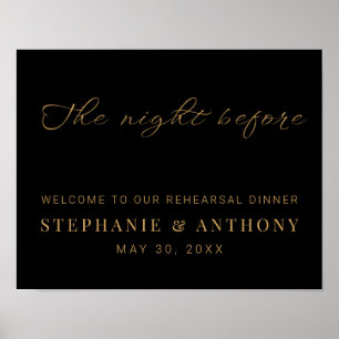 Minimalist Black and Gold The Night Before Wedding Poster