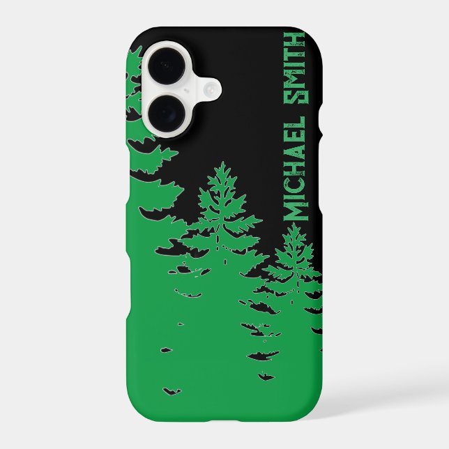 Minimalist black and greenpine tree silhouette    (Back)