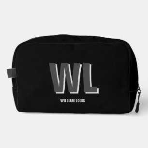 Minimalist Black and Grey Personalized Monogram Dopp Kit