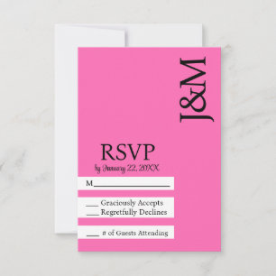 Minimalist Black and Hot Pink Magenta RSVP card