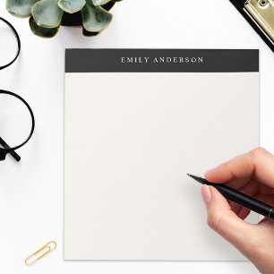 Minimalist Black and Ivory Elegant Monogram Notepad