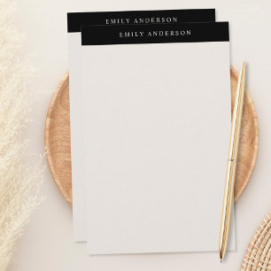 Minimalist Black and Ivory Elegant Monogram Stationery