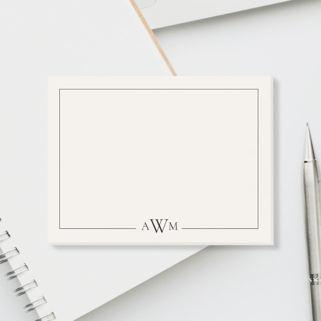 Minimalist Black and Ivory Three Letter Monogram Post-it Notes (Creator Uploaded)